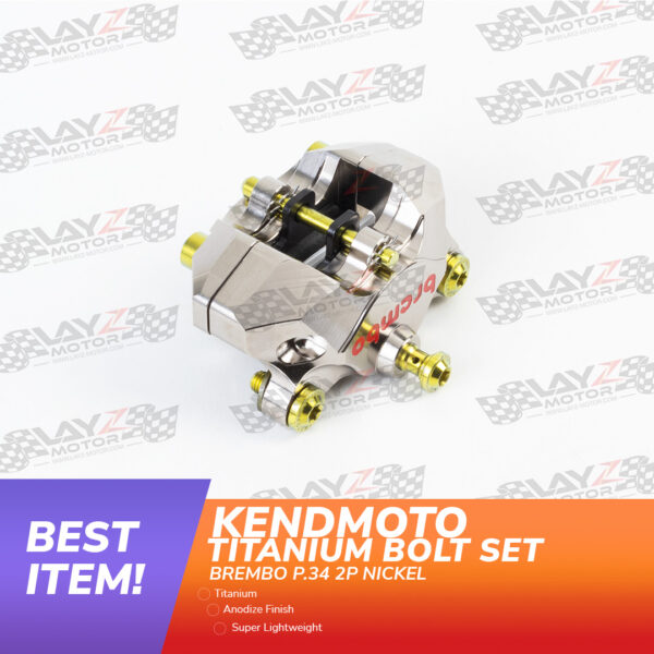 Second image of Kendmoto Baut Titanium Set - Brembo P2.34 Supersport Nickel