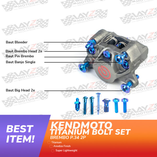 Second image of Kendmoto Baut Titanium Set - Brembo Kaliper P2.34