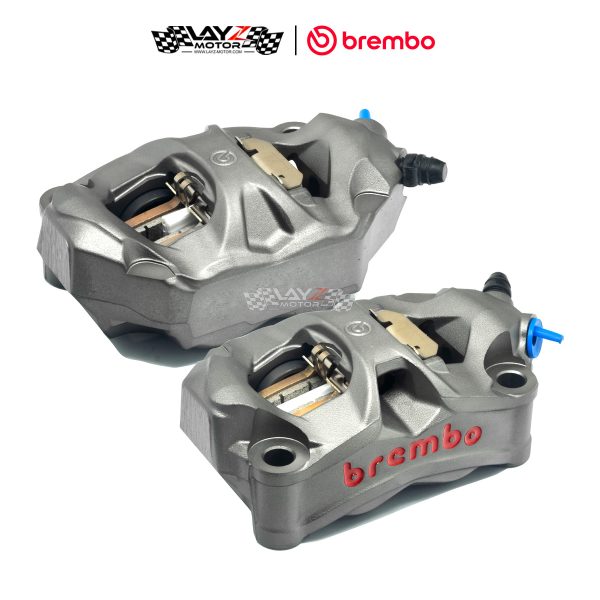 Brembo Front Brake Set Radial Calipers Stylema 100mm, Grey Red Logo