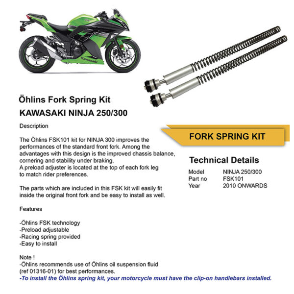 Second image of Ohlins FSK-101 Front Spring Kit - Kawasaki Ninja 250 2013-2017