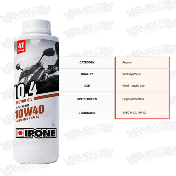 Second image of Ipone Oil 10.4 Semi-Synthetic 10W40, 1 liter