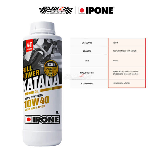 Second image of IPONE Full Power Katana 4T 100% Synthetic + ESTER 10W-40, 1 liter