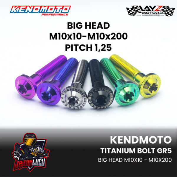 Kendmoto Baut Titanium "Big Head" - M10 Pitch 1,25, Drat Halus