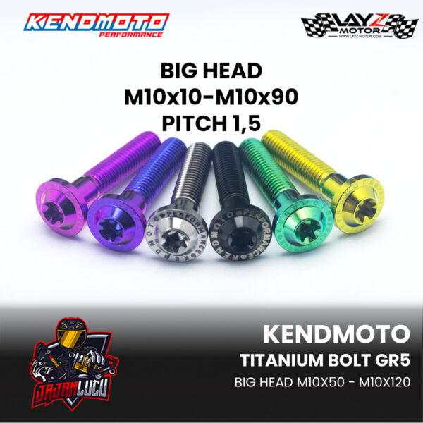 Kendmoto Baut Titanium "Big Head" - M10 Pitch 1,5, Drat Kasar