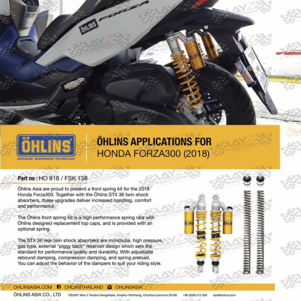 Second image of Ohlins FSK-138 Front Spring Kit - Honda Forza 250 2018-2020
