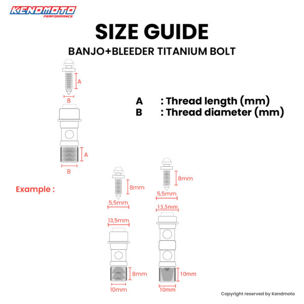 Second image of Kendmoto Titanium Baut Banjo Single + Bleeder M10