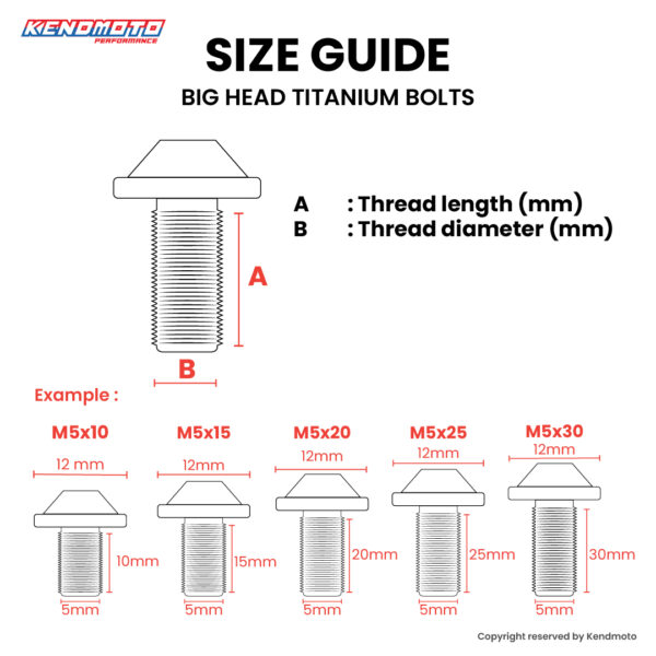 Second image of Kendmoto Baut Titanium “Big Head” – M6