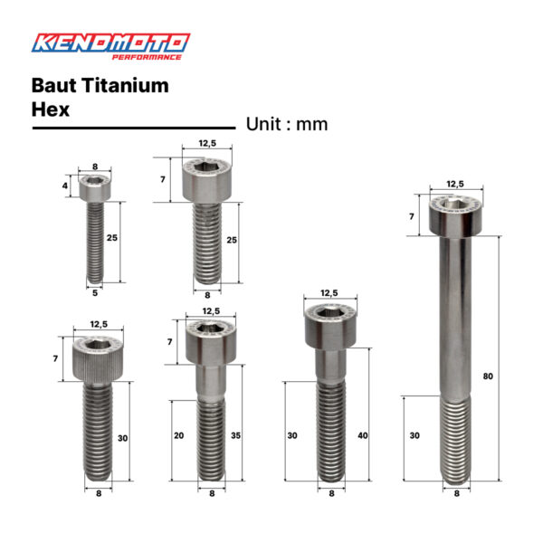 Second image of KENDMOTO Titanium Baut Hex | M8X80