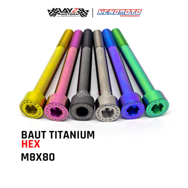 KENDMOTO Titanium Baut Hex | M8X80